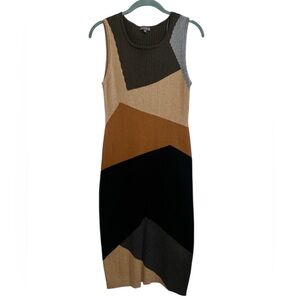100% Cotton Vince Camuto Colorblock Sleeveless Ribbed Knit Dress Large NEW